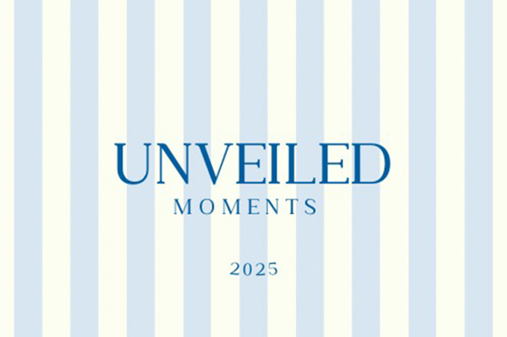 Unveiled Moments blue and cream logo with "2025" at bottom